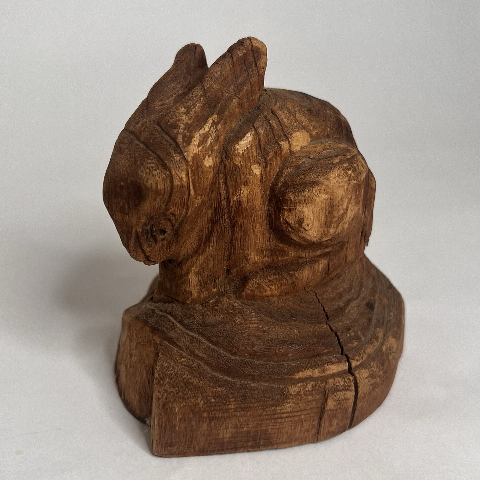 Vintage Wood Folk Art Carving Rabbit Bunny Primitive Naive Outsider Art Small