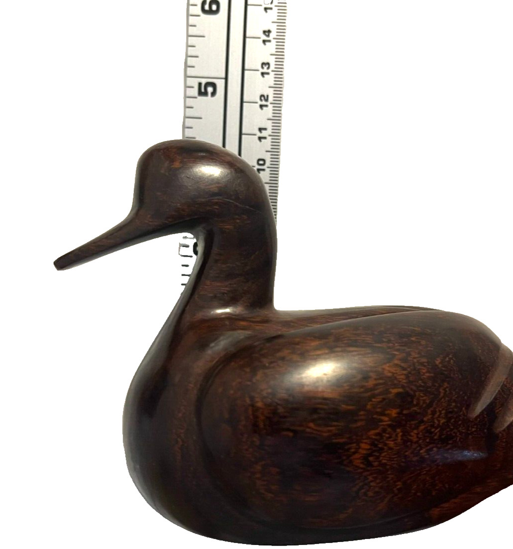 Wooden Duck & Duckling Dark Brown Hand Carved Glossy Sculpted Figurine – Set 2