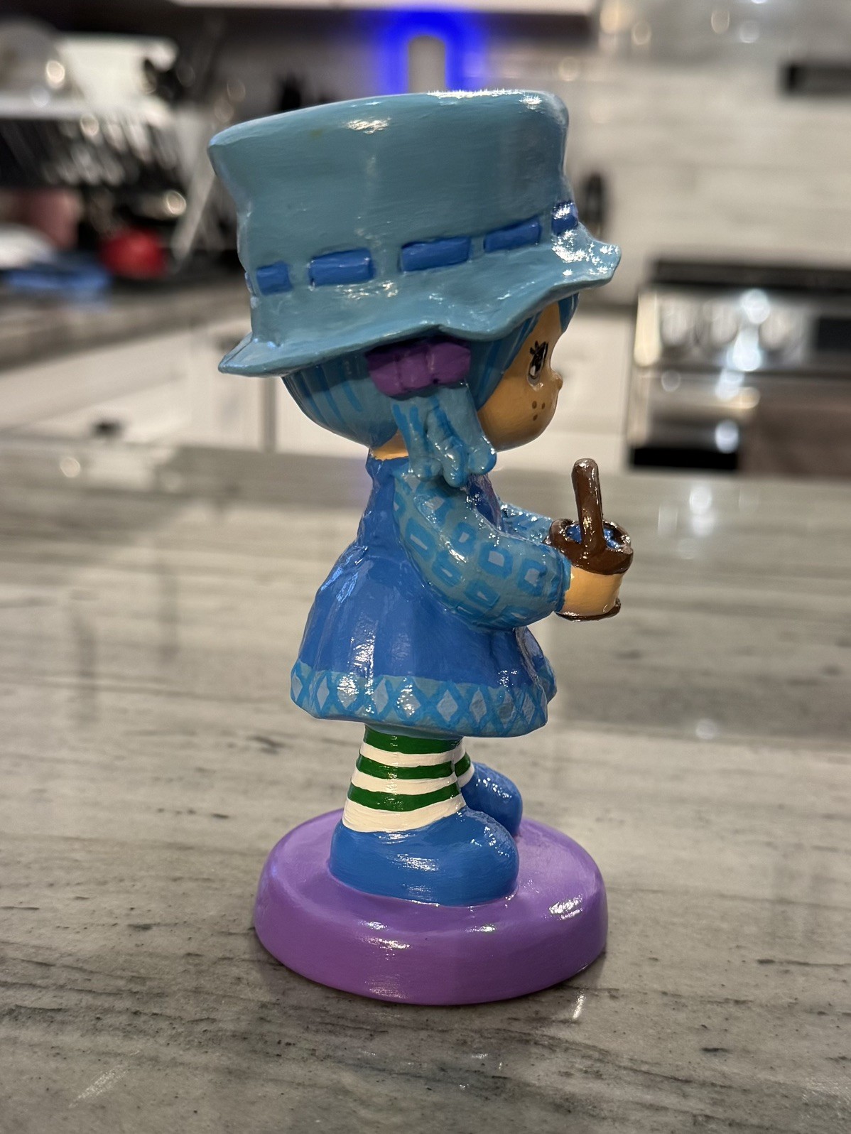 Precious Moments altered into Blueberry Muffin 1980’s Strawberry Shortcake