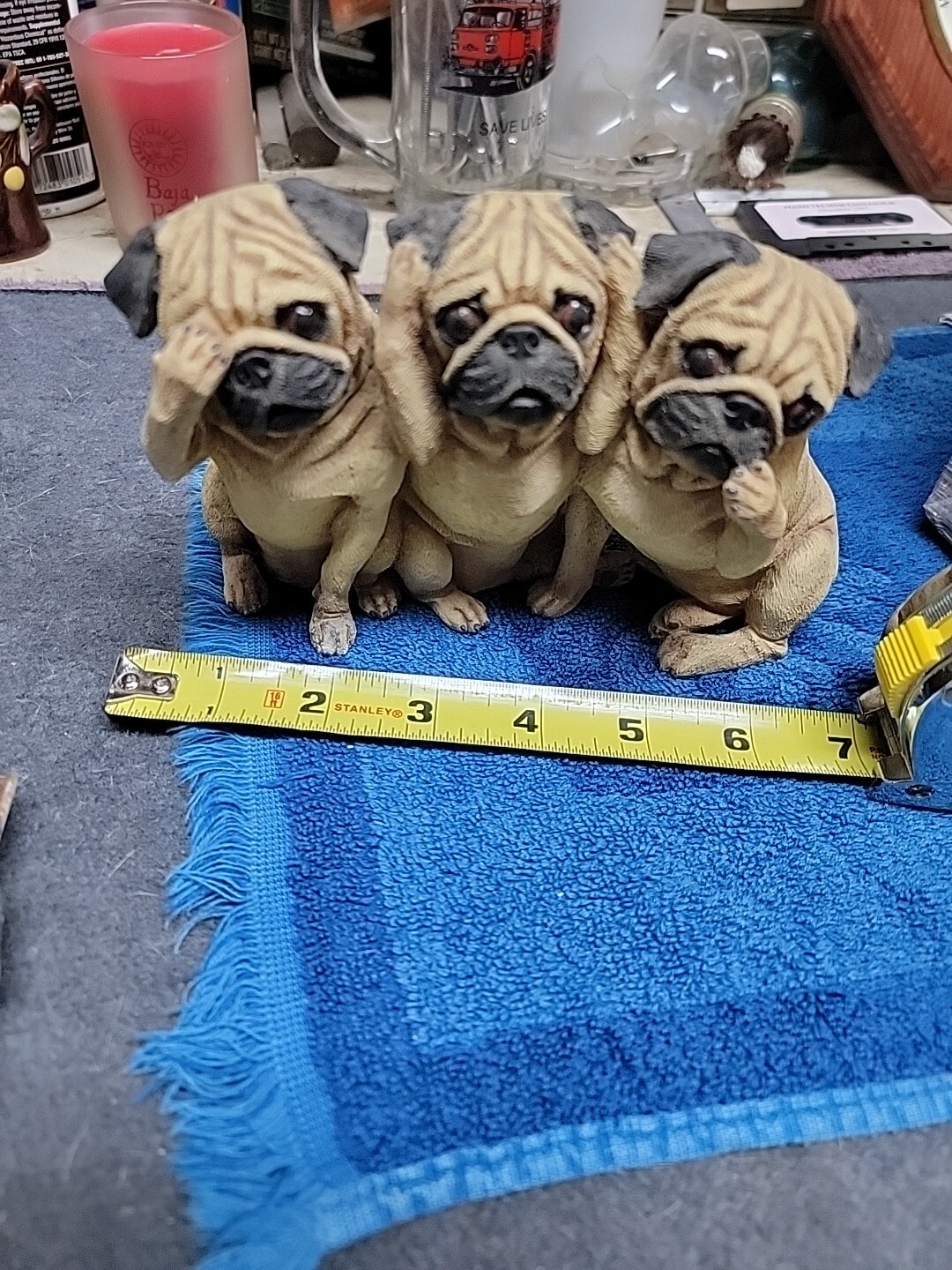 Danbury Mint Bark No Evil PUG Toy Dog Trio Figurine Statue Rare Retired