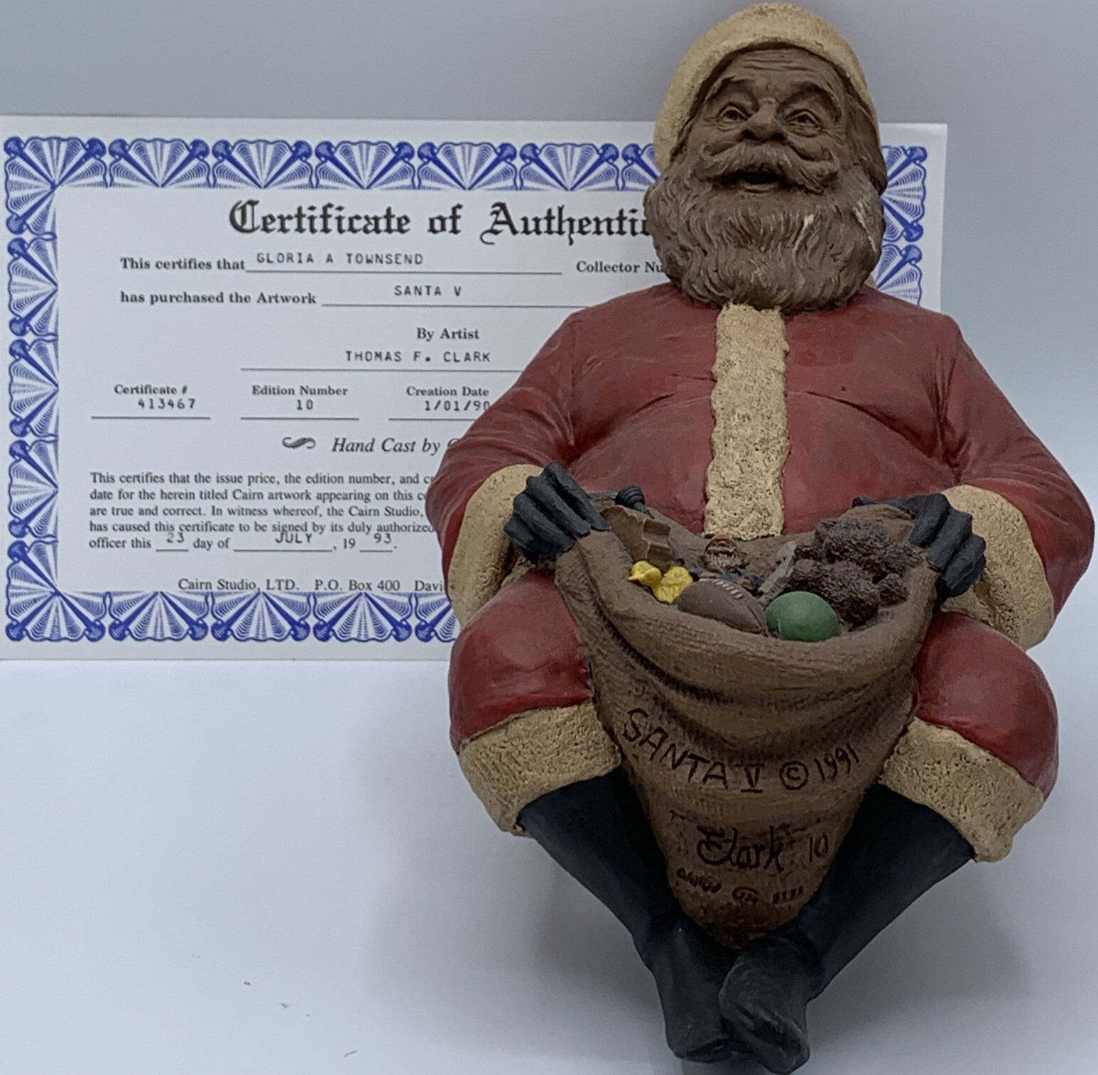 SANTA V-R 1990 Tom Clark Gnome Cairn Studio Item #5133 Ed #10