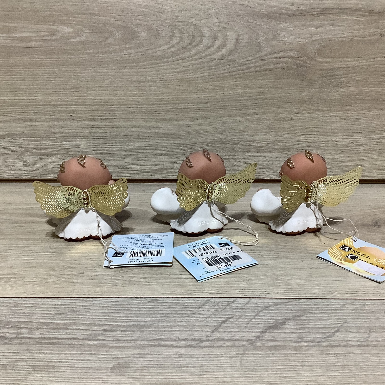 3 – VTG Russ Kirks Kritters 2001 Angel Cheeks Figurines With Tags Dog Frog Plant