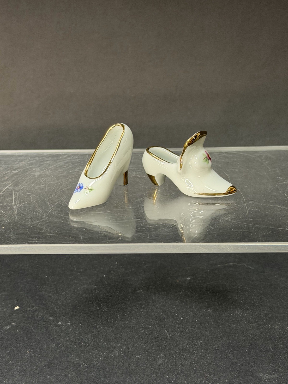Set Of 2 Limoges Castel France Porcelain Miniature Figures Shoes High Heels