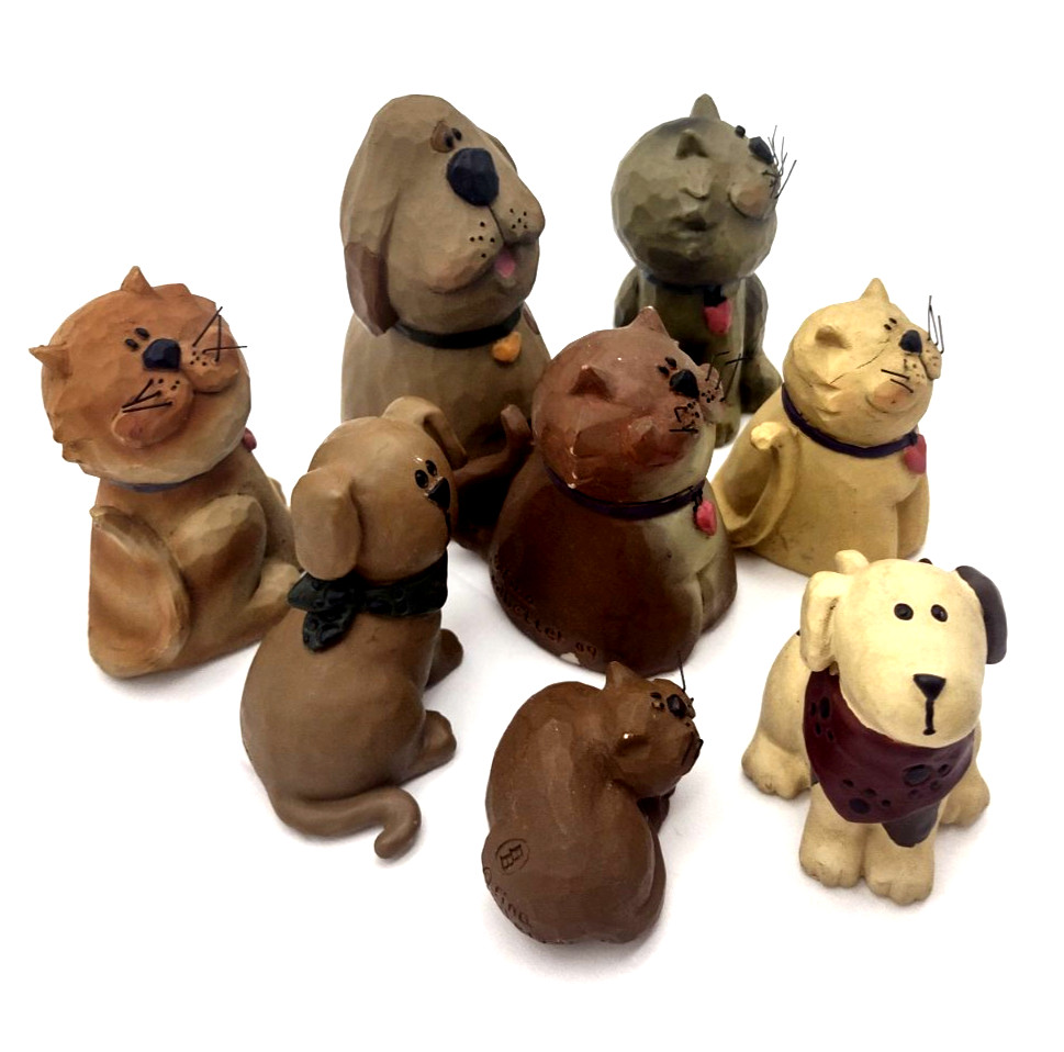 Tina Ledbetter09 Blossom Bucket Happy Puppy Dog Figurines Collection – Lot 8 Pcs