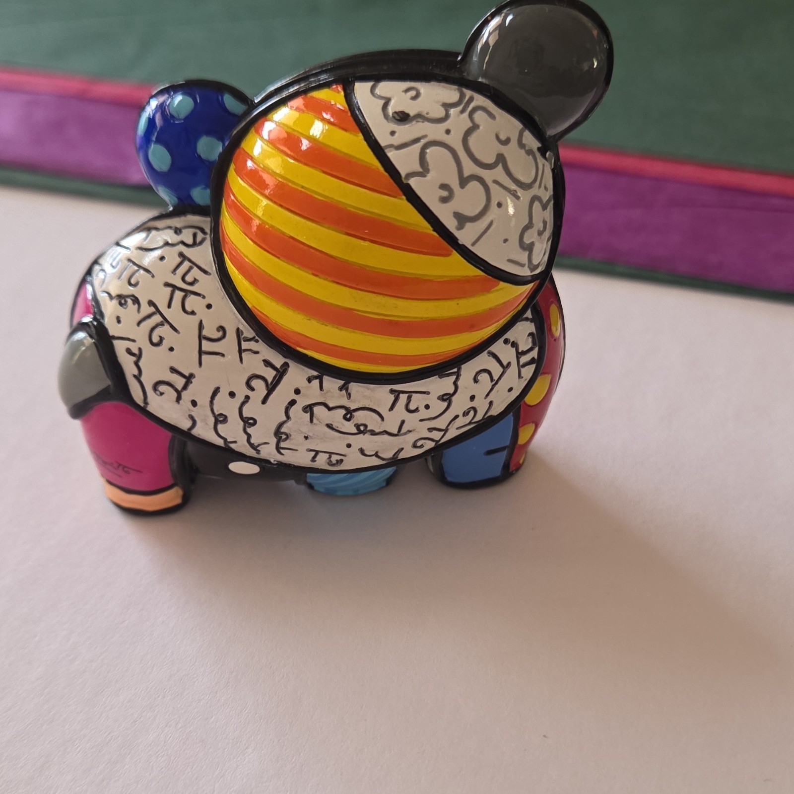 Romero Britto Panda Figurine Glossy Hand Painted Resin Multicolor 2012