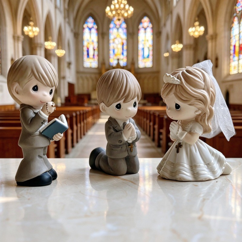 3pcs Precious Moments Church Wedding Engagement Gift Collection Ceramic