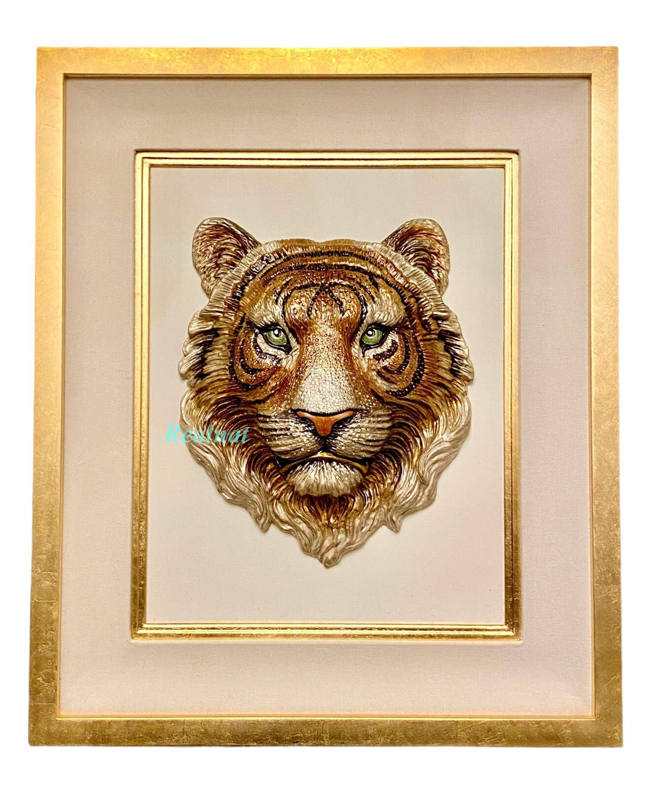 JAY STRONGWATER SAMPSON TIGER HEAD WALL ART FIGURINE 27″ x 23″ SWAROVSKI USA