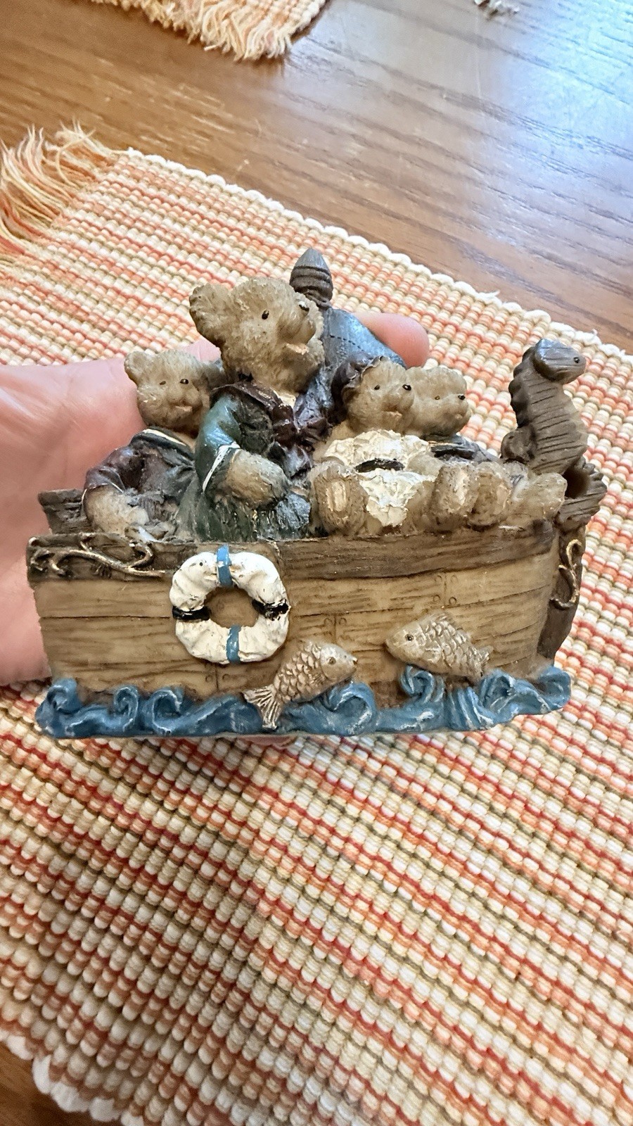 Boyds Bears Resin Figurine Boat Family