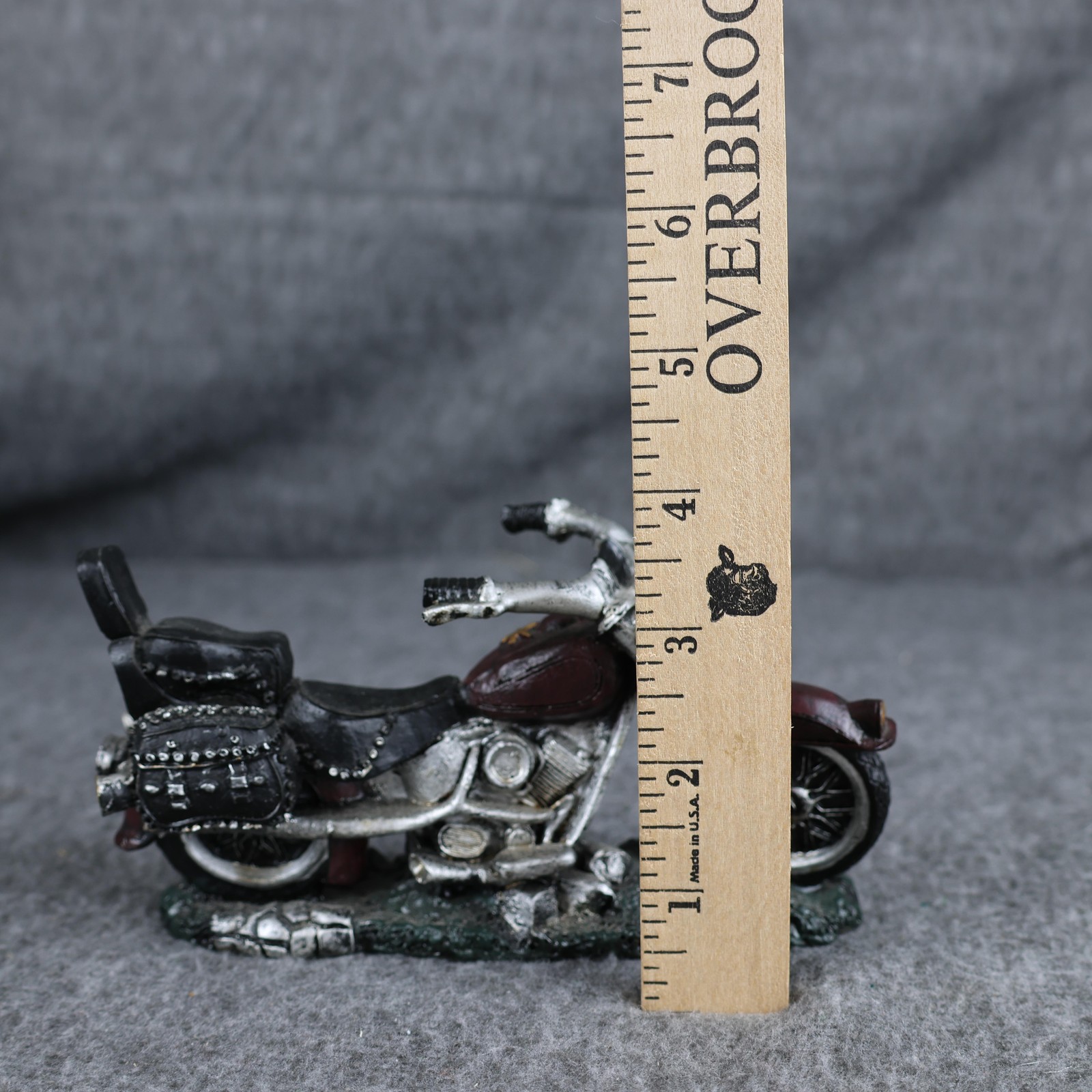 Unmarked Red Motorcycle Resin Figurine Cruiser Bike Saddlebags Novelty Decor