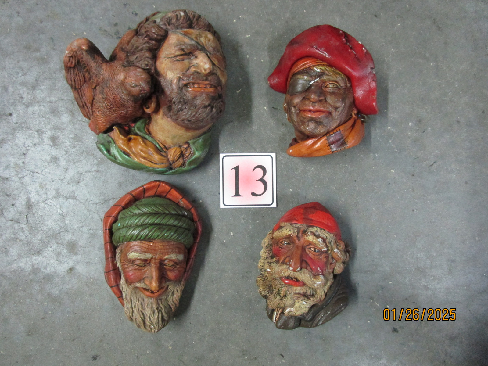 4 Pirate Chalkware Heads