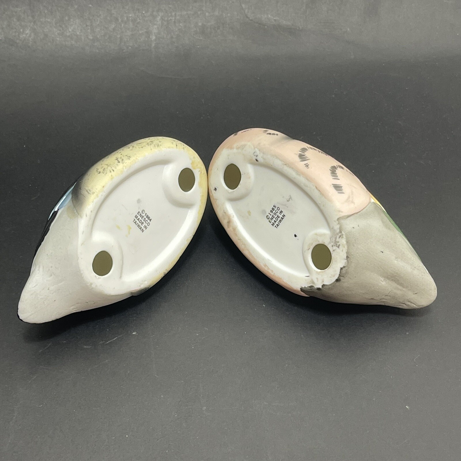 Pair Vintage Enesco Porcelain Decoy Ducks Mallard 1984 1985 Set Of 2