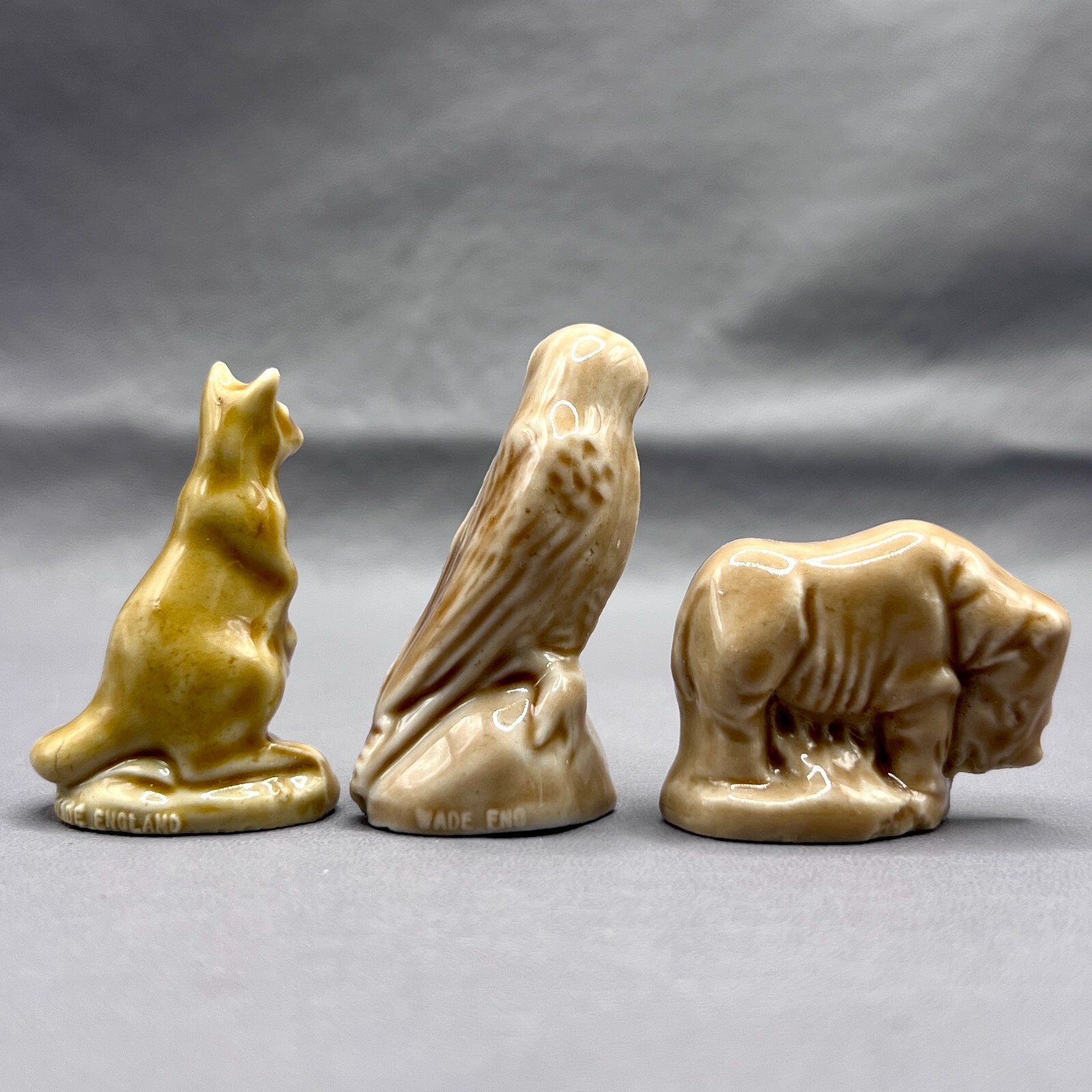 Lot Of 3 Wade Whimsies Figurines Kangaroo Falcon Rhino Wild Animals Bird Tea