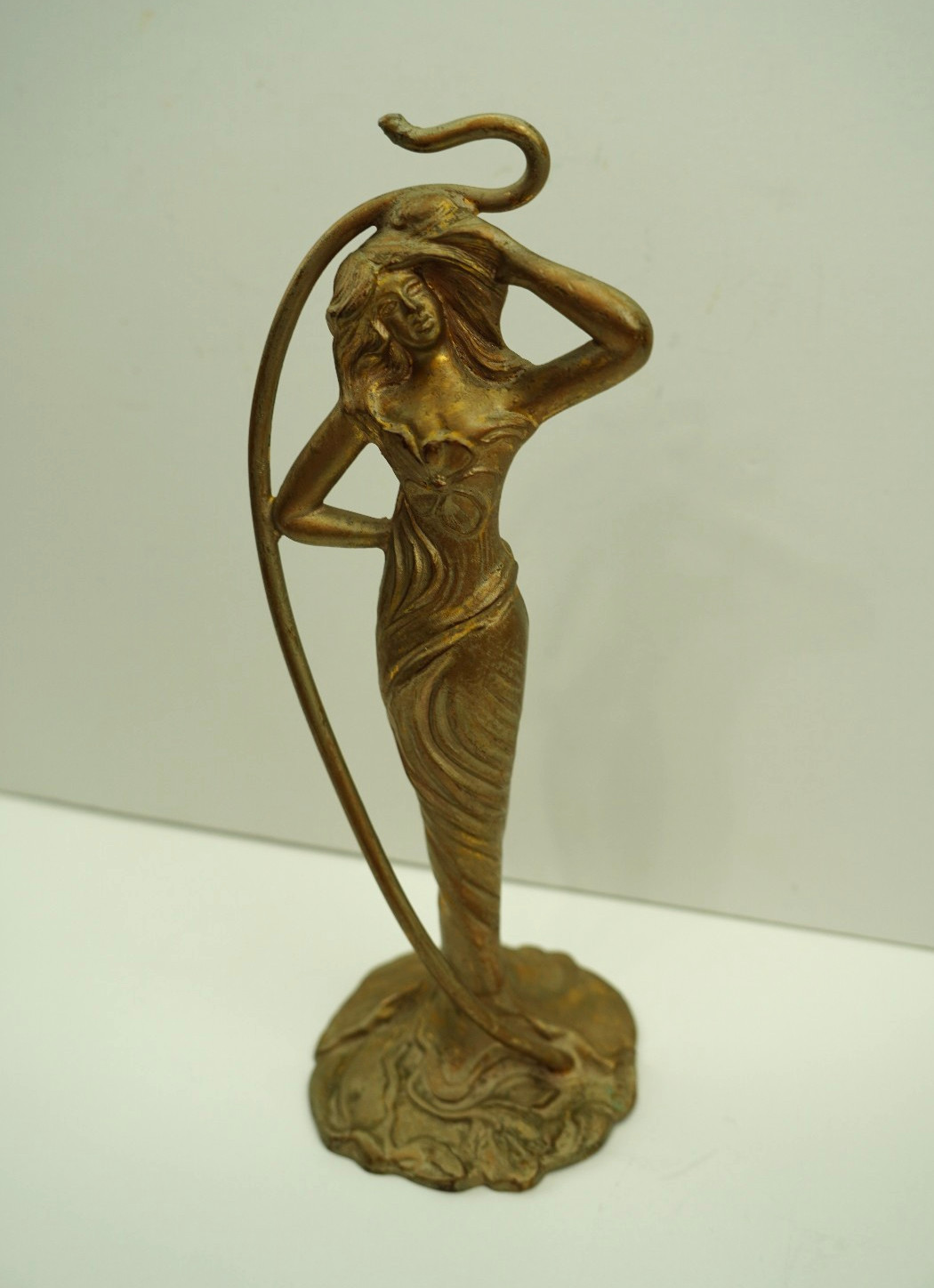 Vintage Art Nouveau Cast Metal Female Figure Decorative Statue Rare