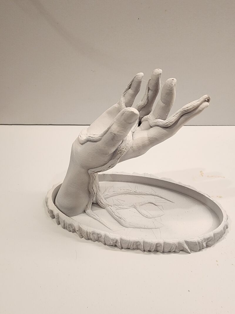 3D Printed Gothic Fantasy Hand Sculpture Figure PLA Display Art Decor white Disp