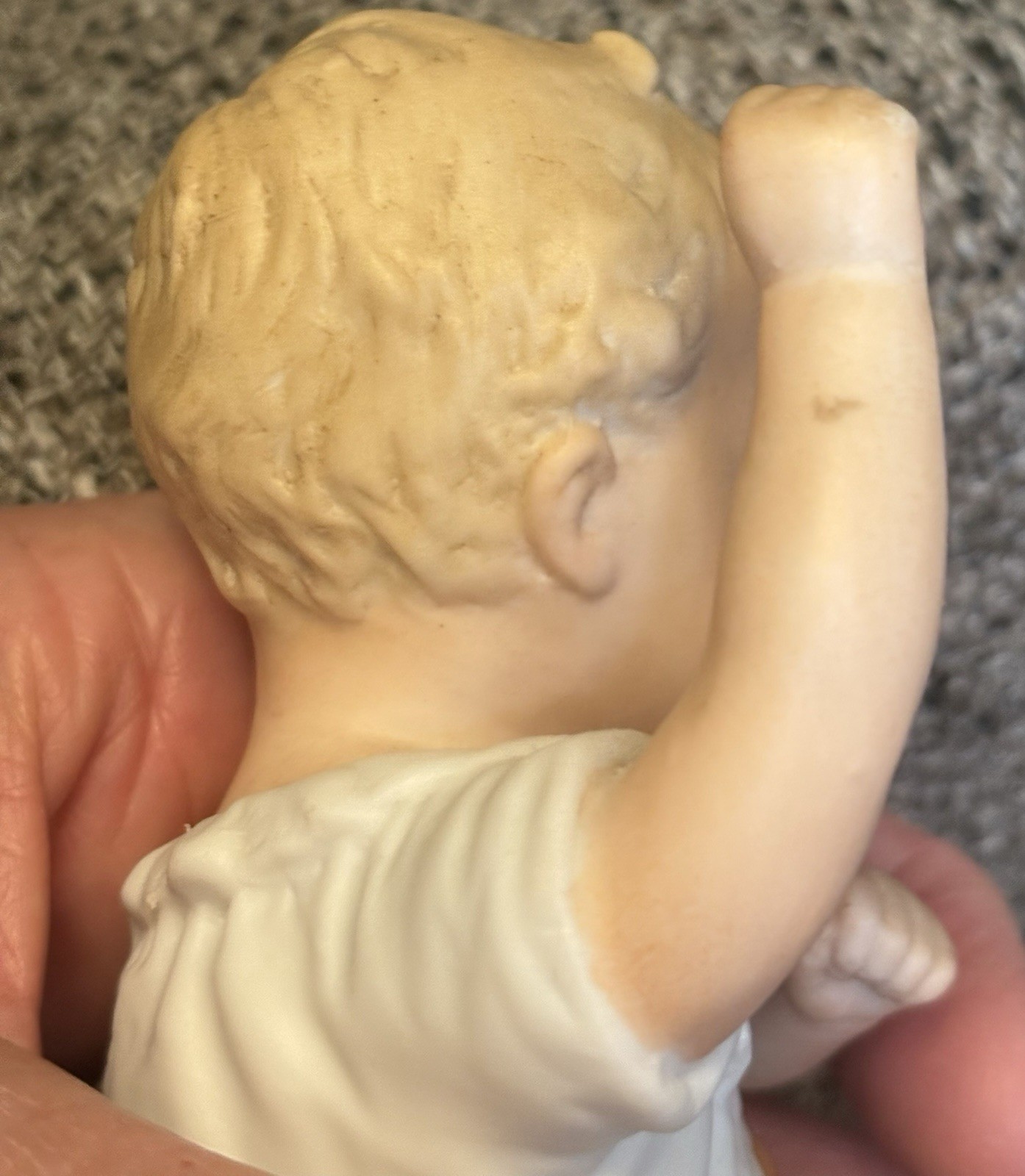 German Heubach Bisque Boy in Shoe 4 3/4 Rising Sun Mark
