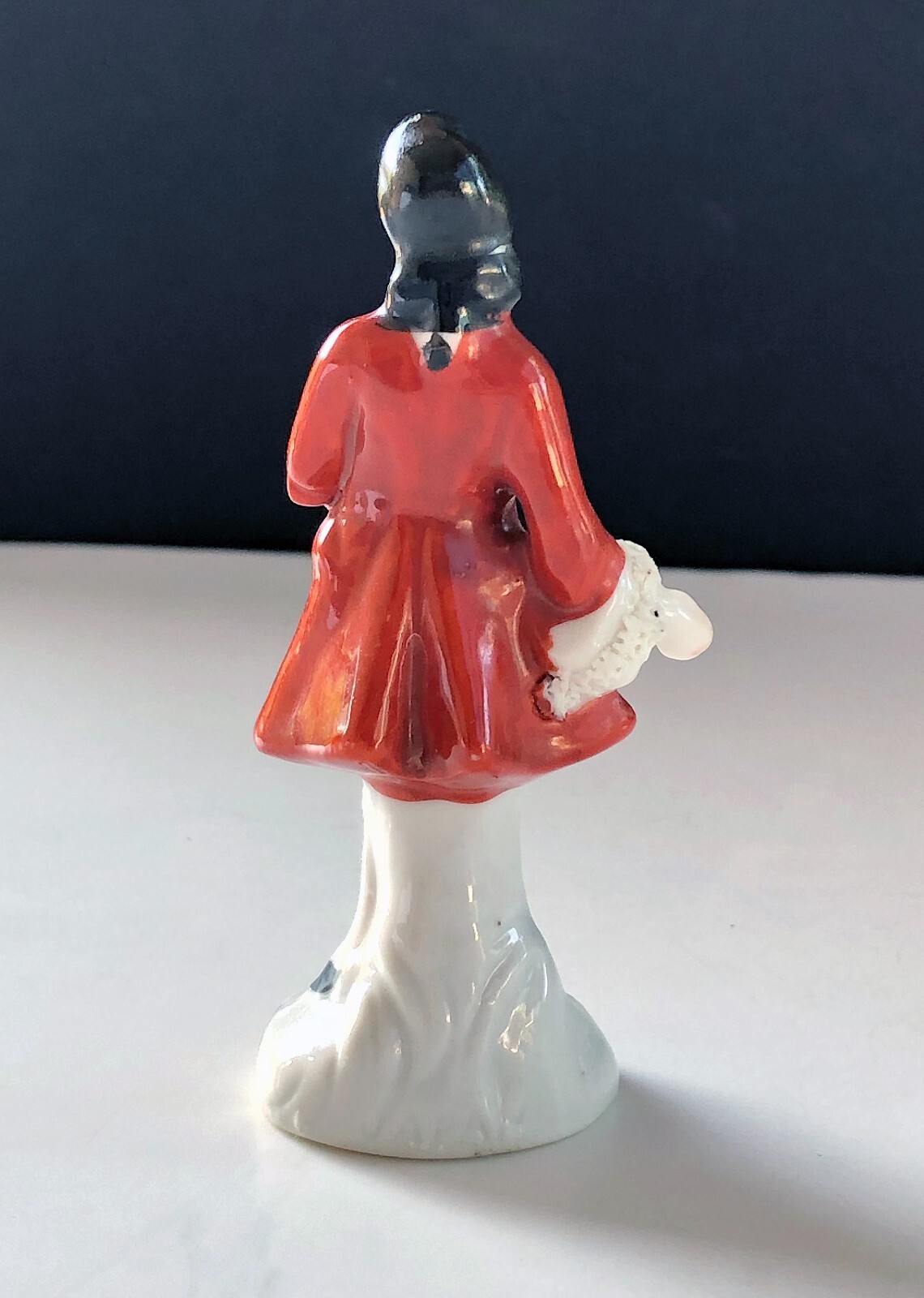 French Red Coat Gentleman Figure Spaghetti Trim Hand Painted Japan 3 3/4″ C244