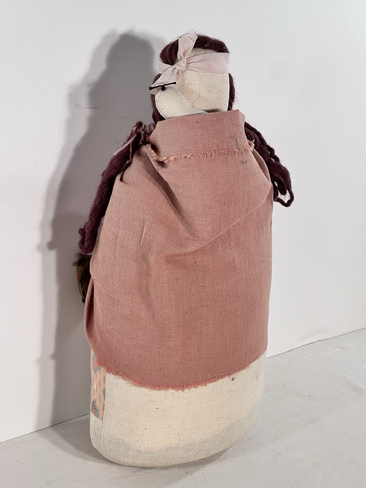 Mary L. Clovis Red Horse 16” Folk Art Flour Sack Doll Signed 1987 Handmade