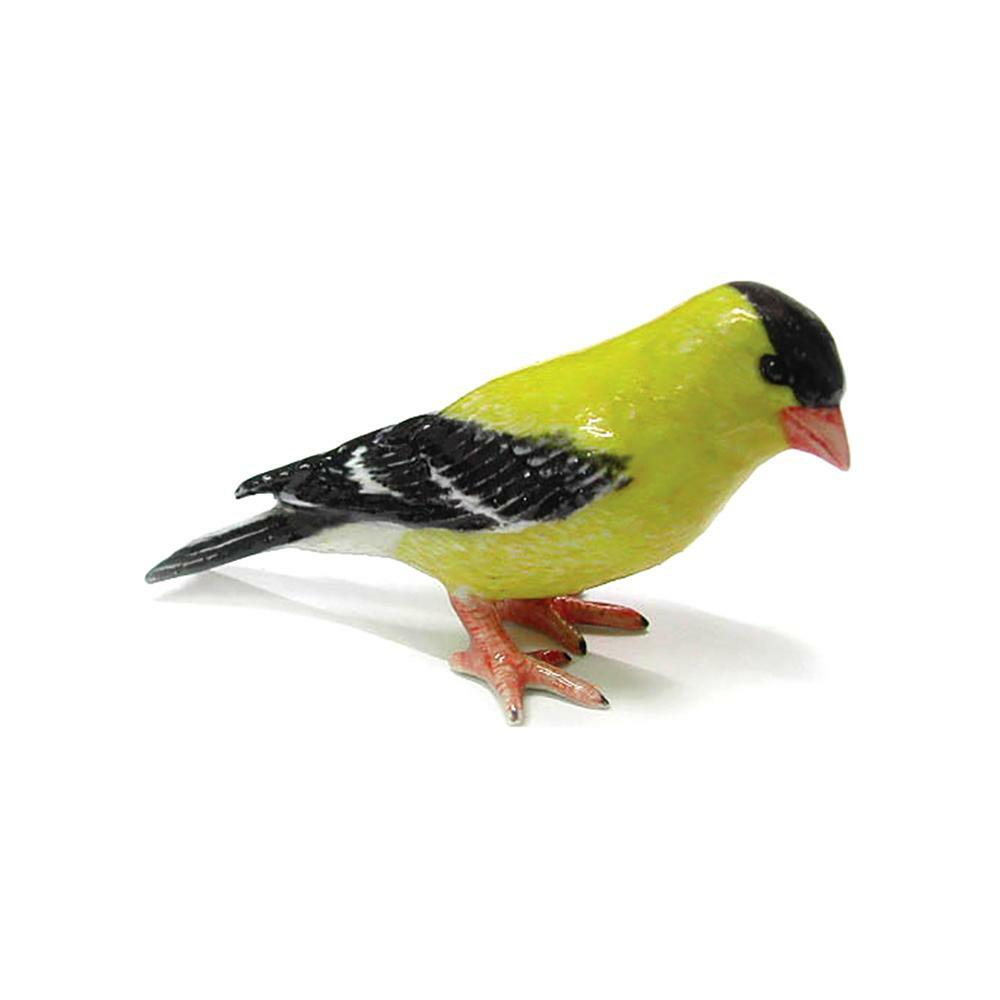 Northern Rose Yellow – American Goldfinch Bird – Miniature Porcelain Figurine