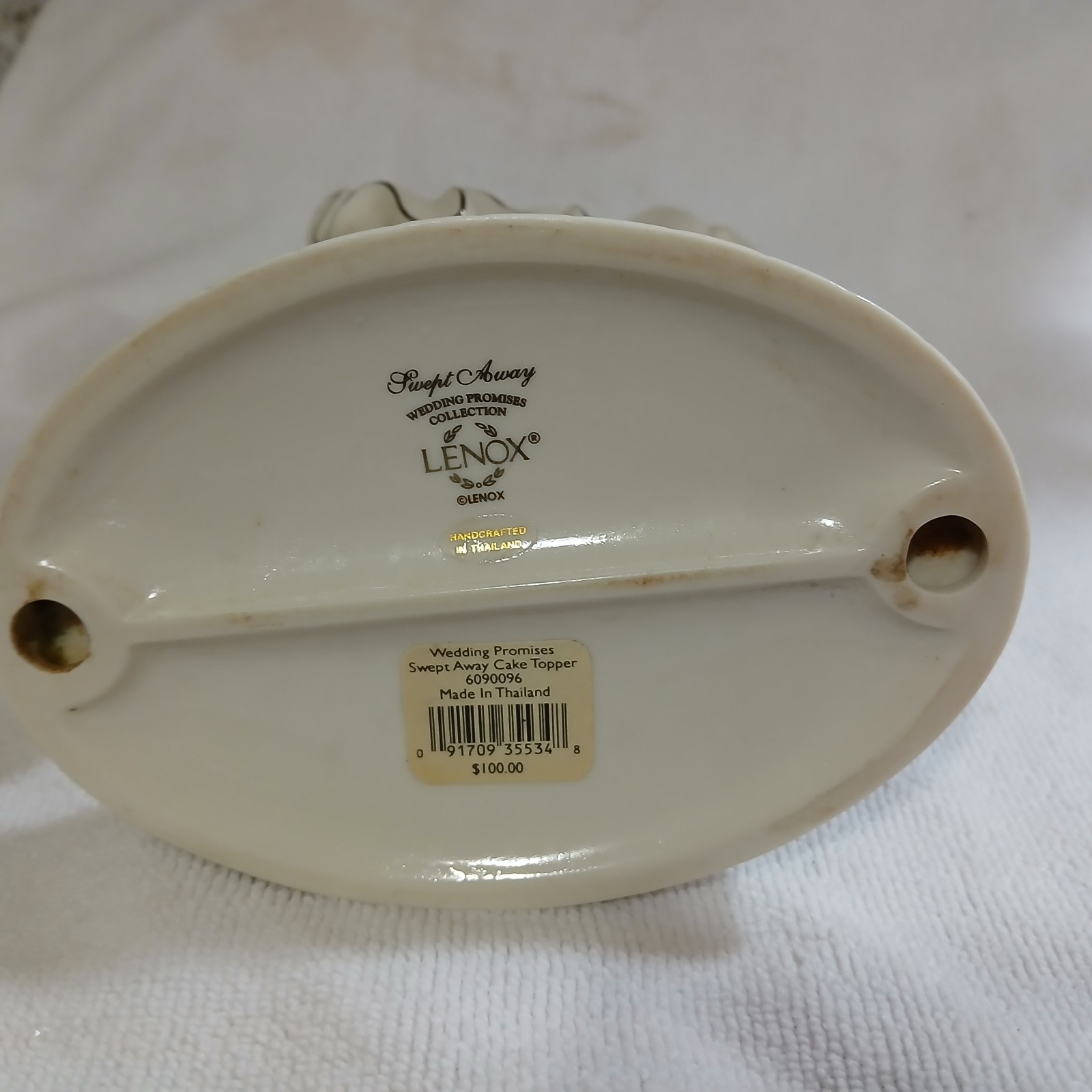 Lenox Wedding Cake Topper Promises “Swept Away” Bride Groom Porcelain