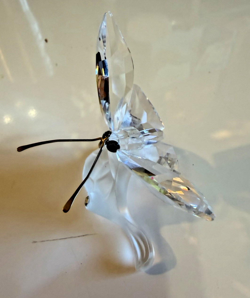 Swarovski Crystal Butterfly on Frosted Leaf Figurine 182920 7615 NR 003 Retired