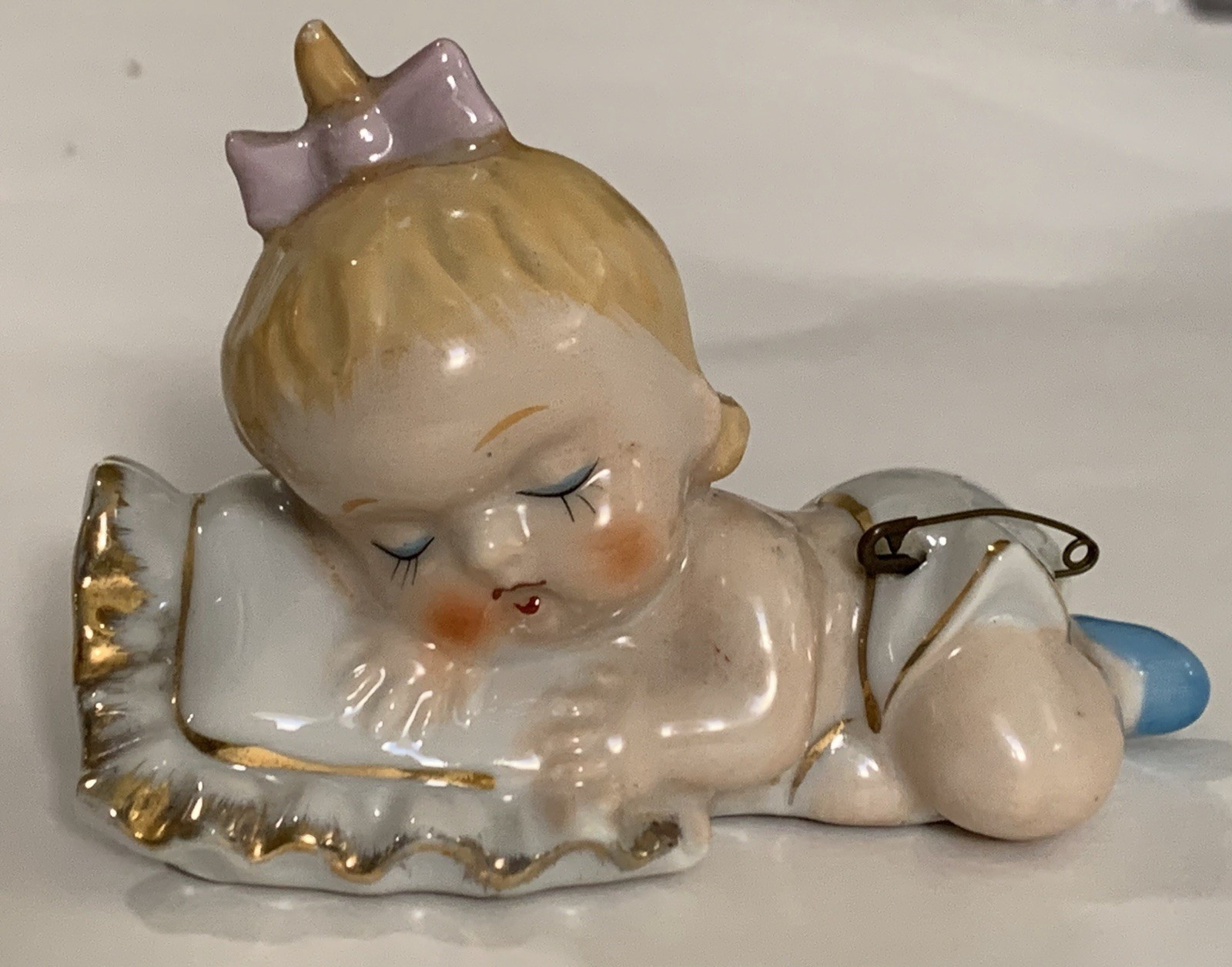 Beautiful Vtg Sleeping Piano Baby Mid 20th Century Japan Cherub Face