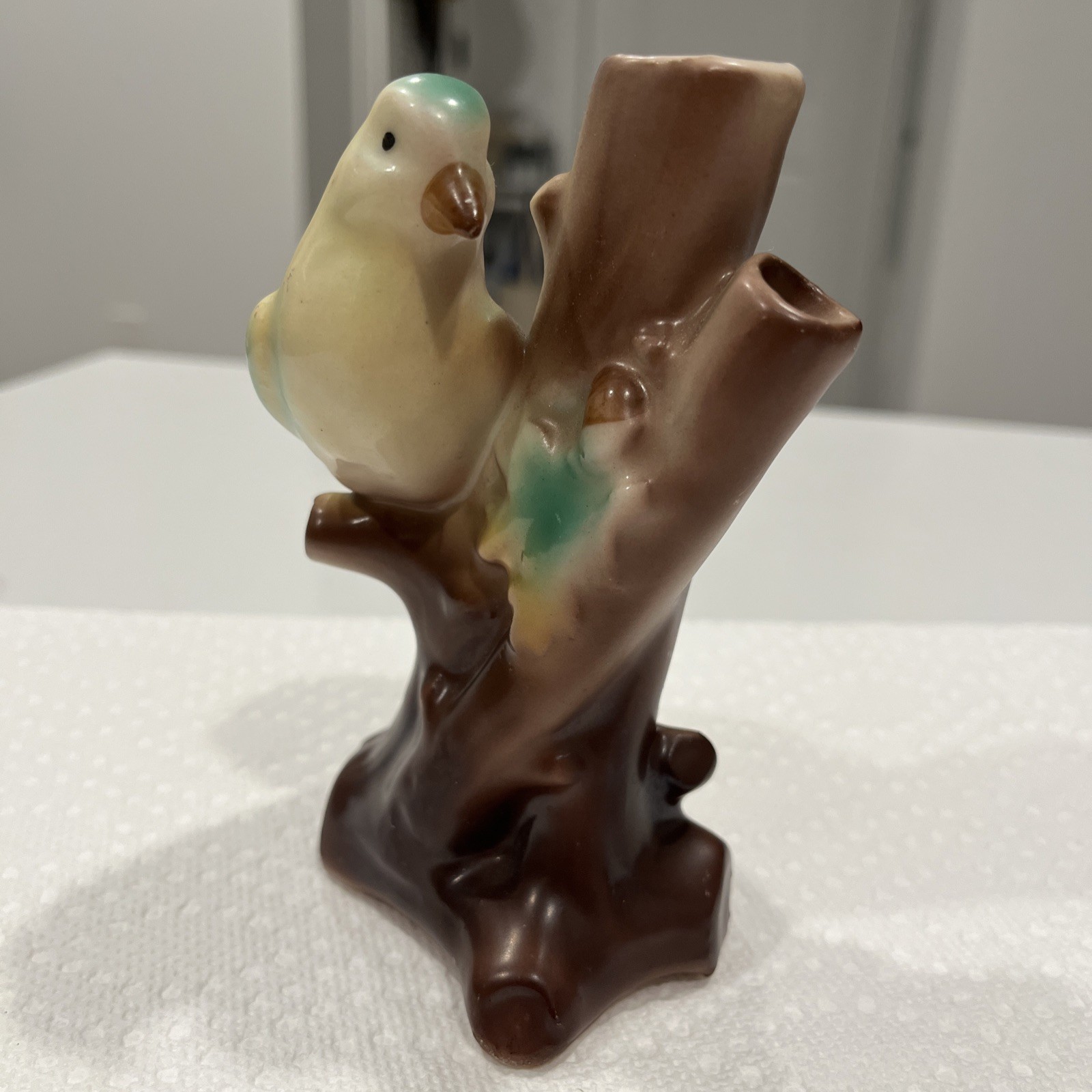 Czech Pottery – Parrot on Tree Figurine – Vintage!