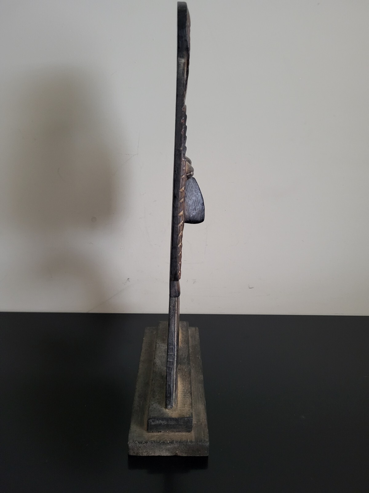 Vintage Sculpture Support Mask Of An Inca Balsa Wood 17.5 Inches Tall