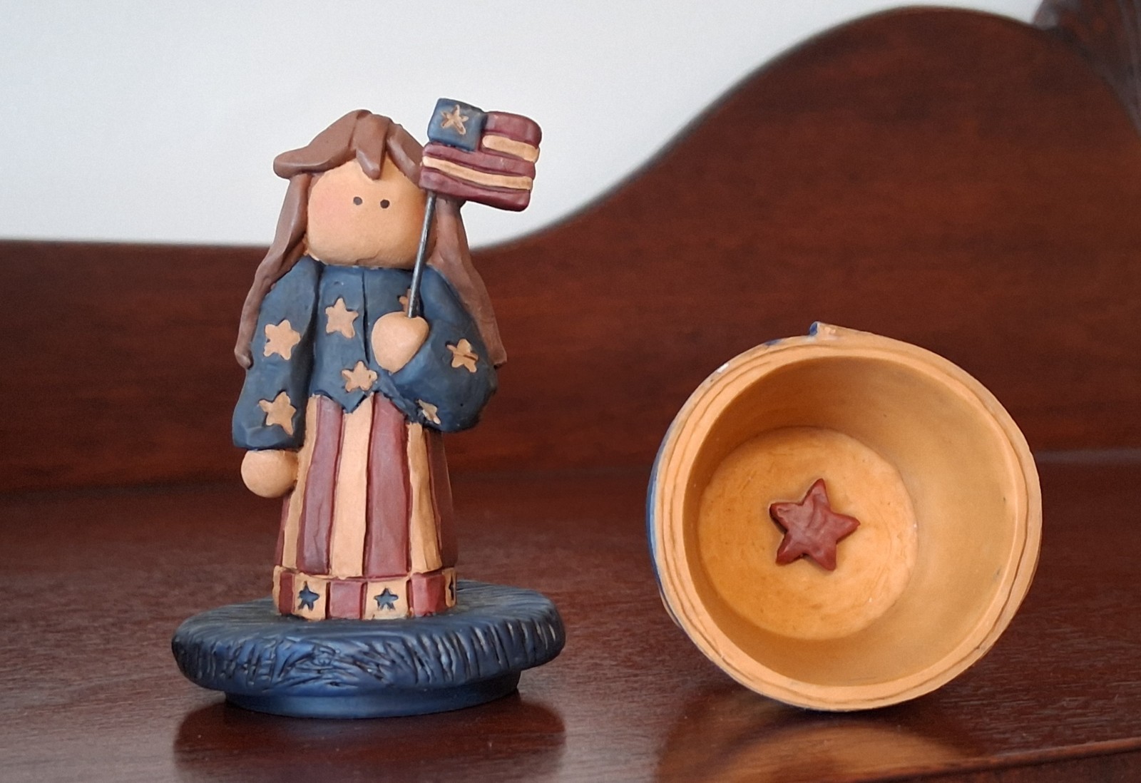 Vintage Blossom Bucket Patriotic Polly in USA Dress Trinket Basket by Suzi…
