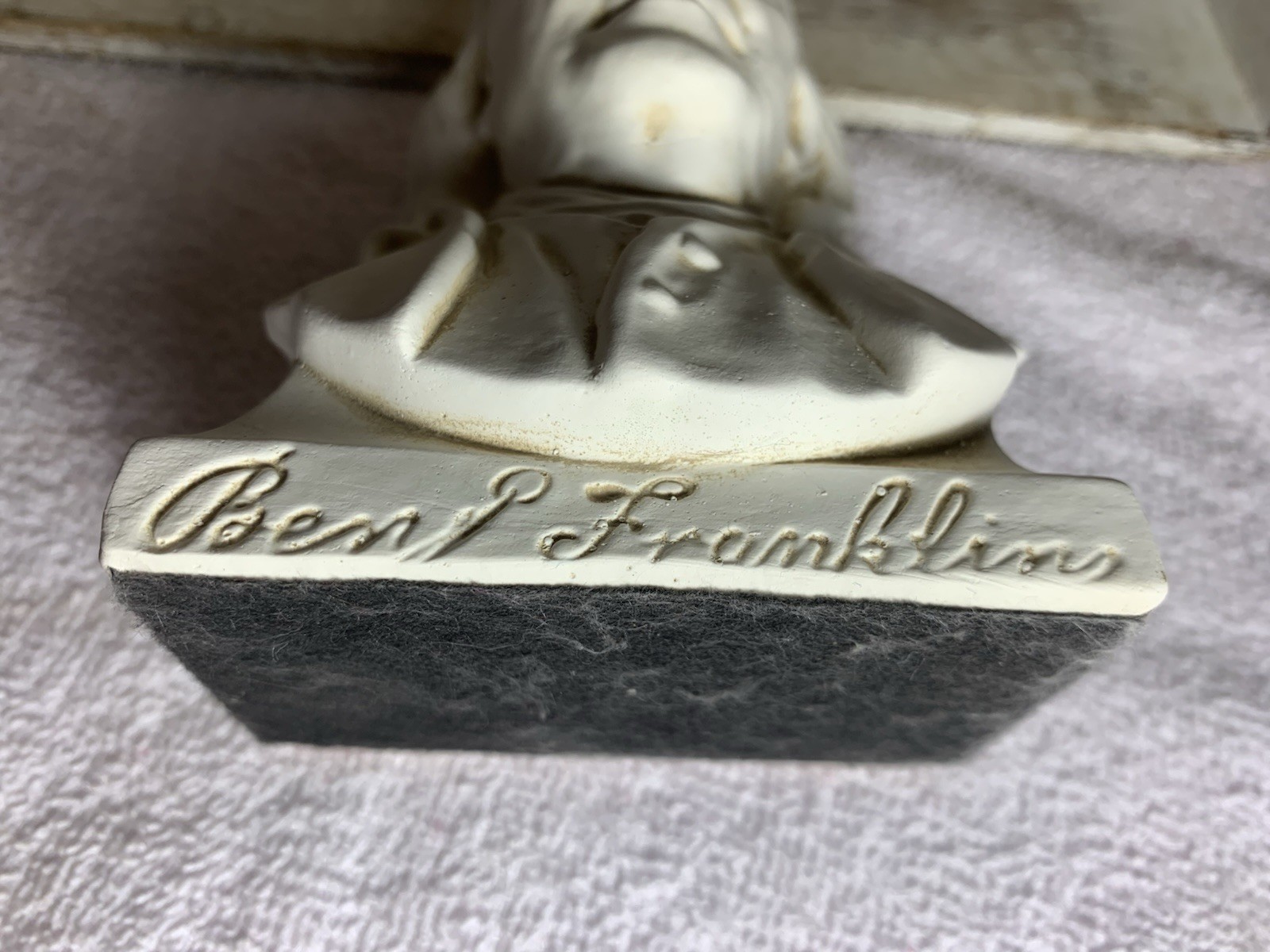 Benjamin Franklin Ceramic Statue White w Light Brown “Washed Look” 5 1/2” Heavy