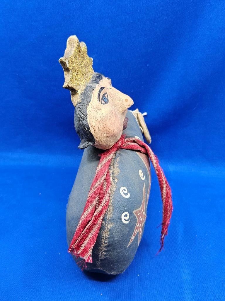 Primitive Lady Glory Patriotic Liberty Doll Figurine Composite Head Canvas Body