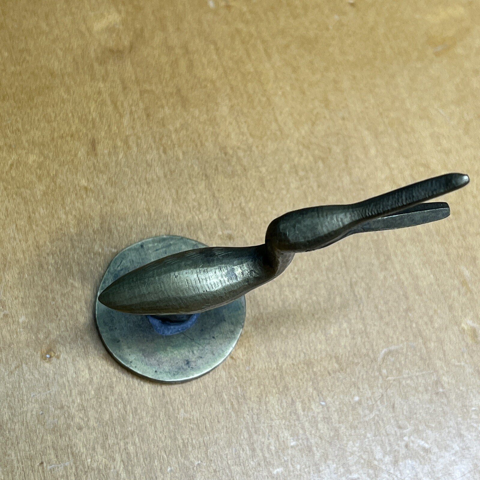Brass Crane Stork Pelican Vintage Bird Statue Figurine 2.25″