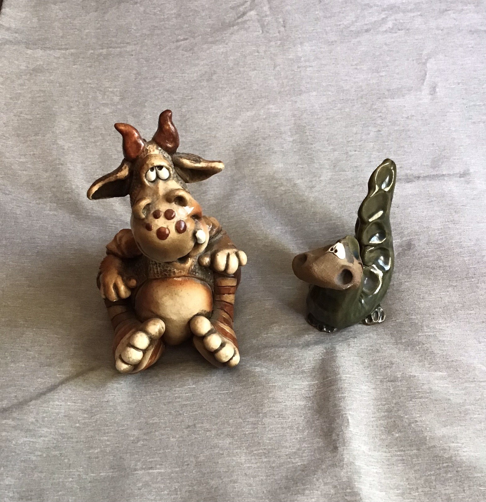 2 Vintage John Raya Beasties Of The Kingdom Red Dragon / Unmarked Green Serpent