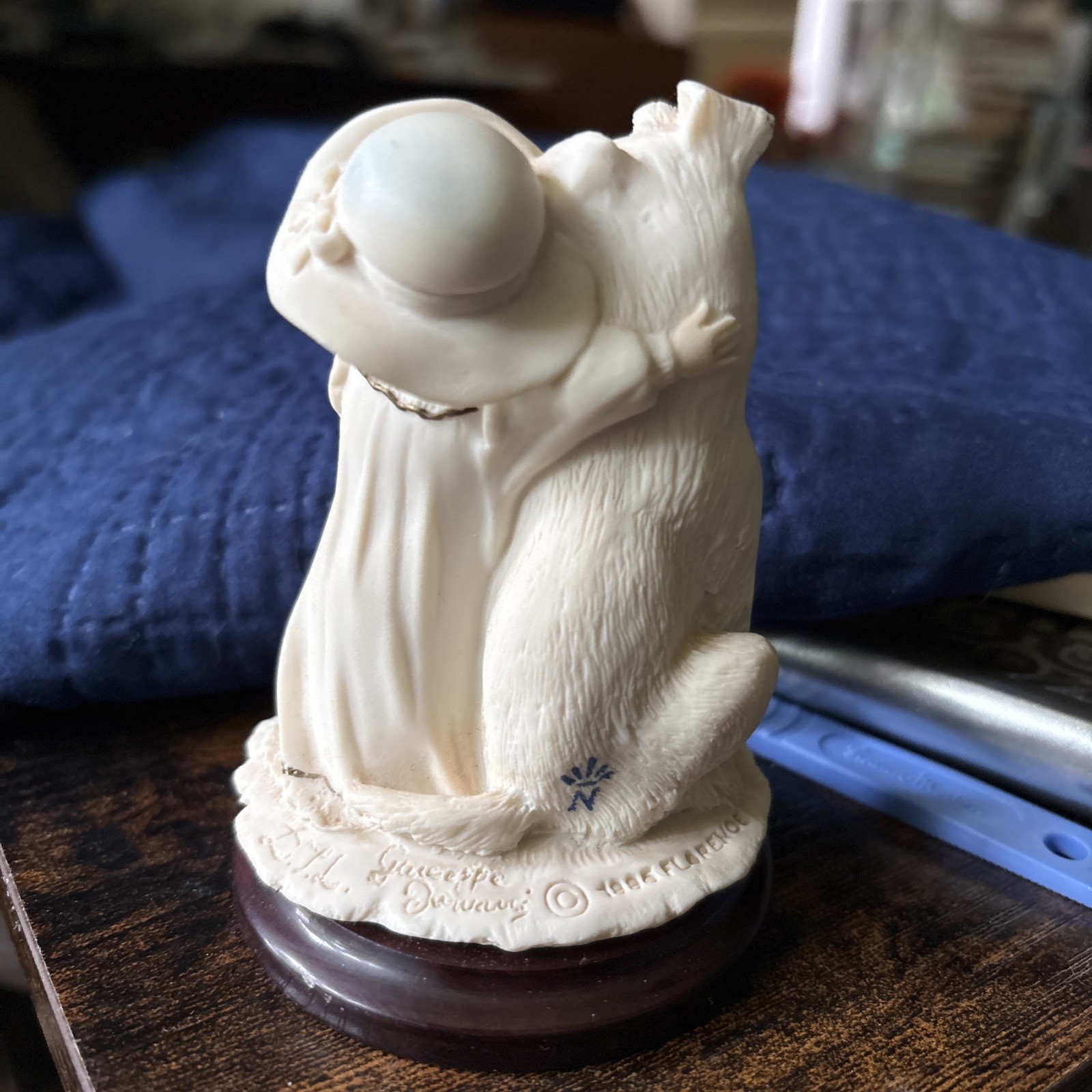 SIGNED G. ARMANI CAPODIMONTE PERFECT MATCH GIRL with DOG FIGURINE SCULPTURE ~ 4″