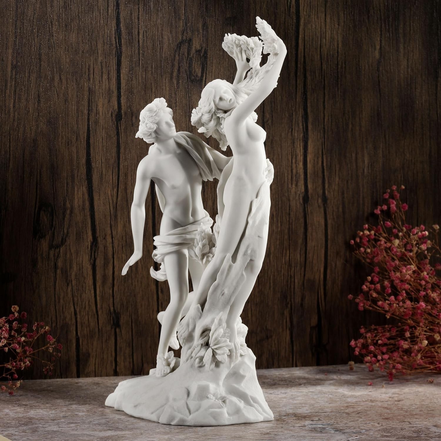 14 Inch Apollo and Daphne Greek Sculpture Resin Marble White Finish