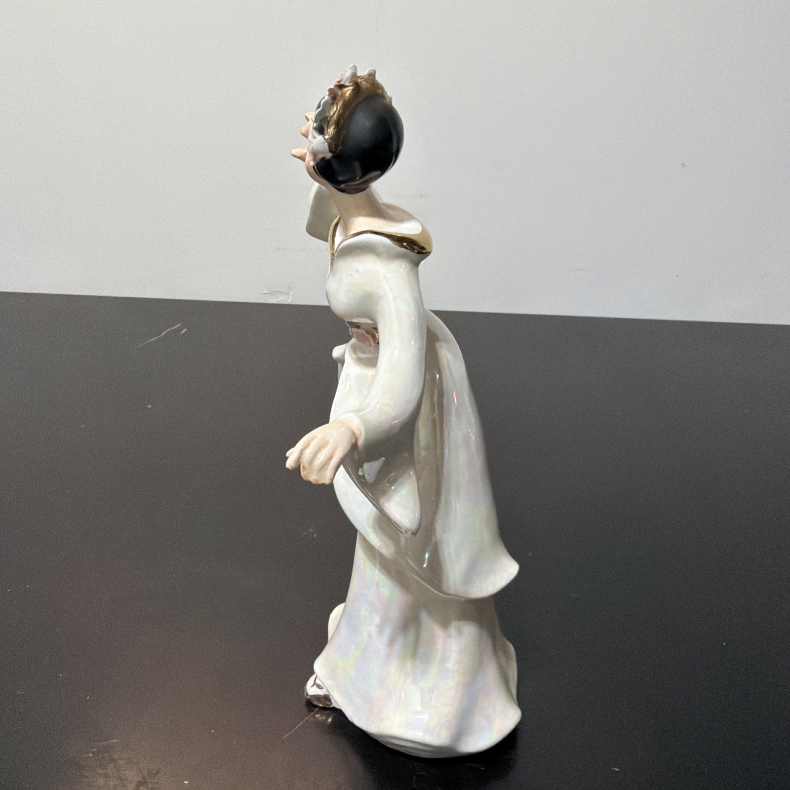 Vintage Lefton China Hand Painted Geisha Porcelain Figurine Floral Headband Belt