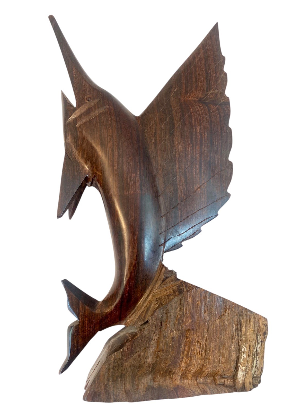 VTG Hand Carved Sailfish Swordfish Figurine Wood Marlin 12.5 in Nautical Decor