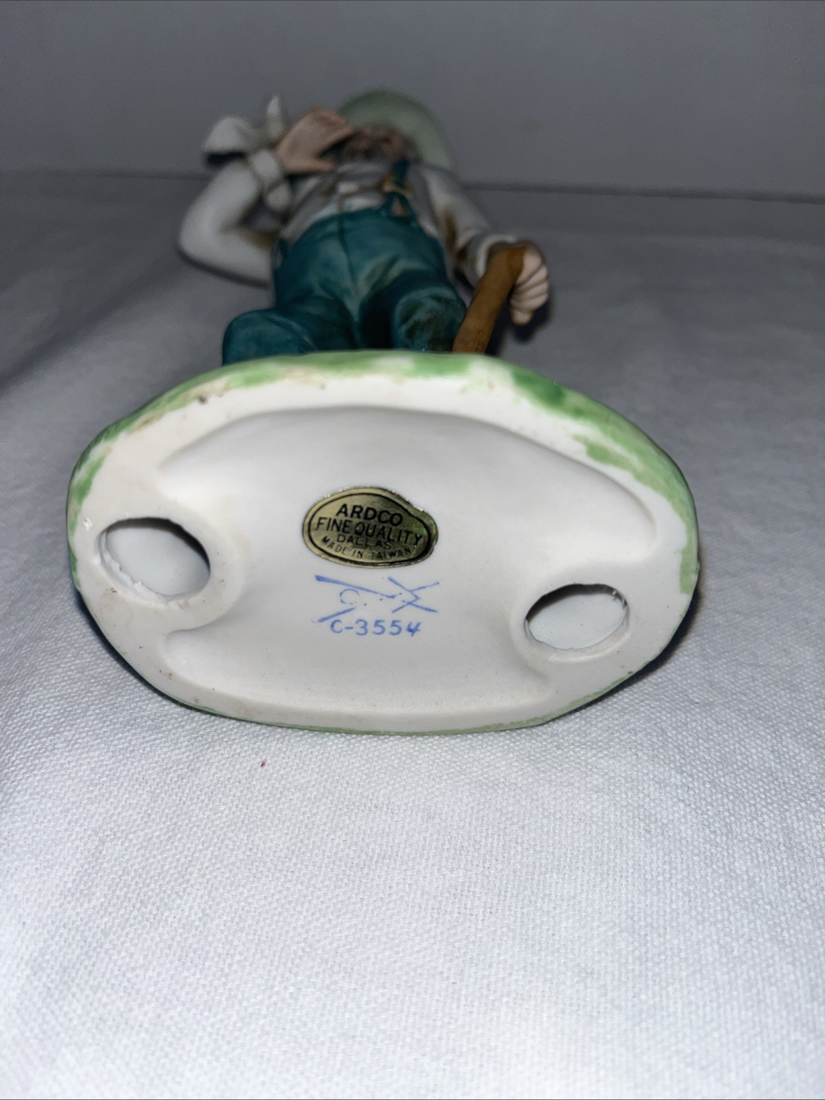 Ardco Vintage Ceramic Farm Couple with Birds Figurines 8 Inch