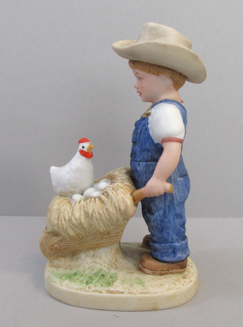 Set of 2 Homco/Home Interiors Denim Days “Morning Chores” Figures – #1501 – 1985