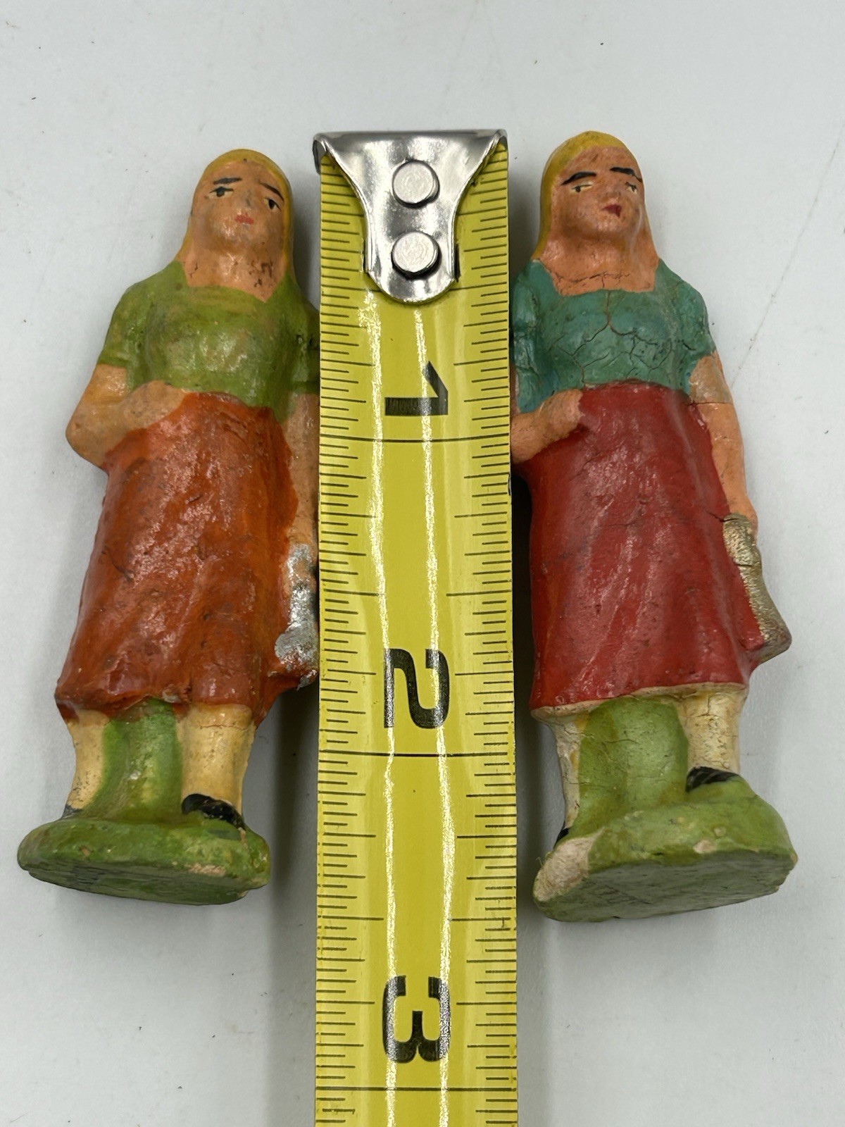 Antique 1920s-1930s Germany Hand Painted Composition Village Figures Lot of 4