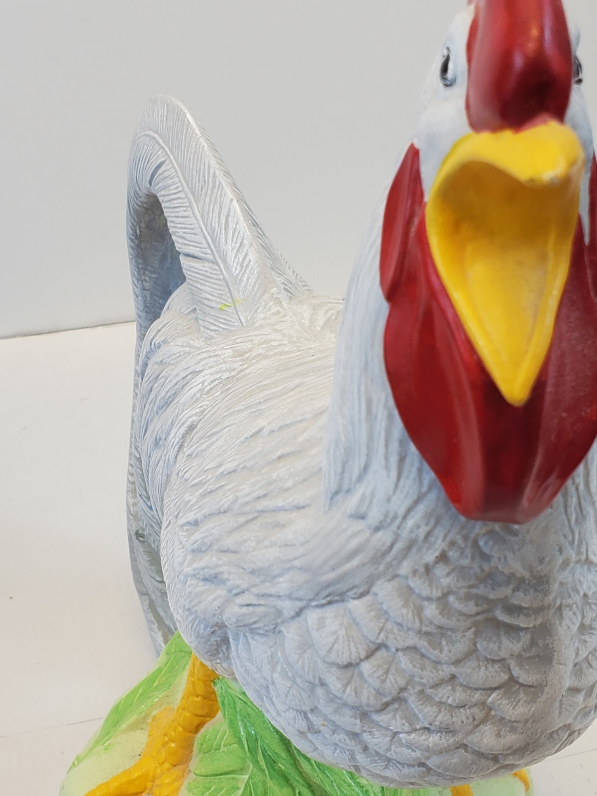 Ceramic Rooster Grey Farm Kitchen Decor Large 15 Inches Tall Beautiful Vintage