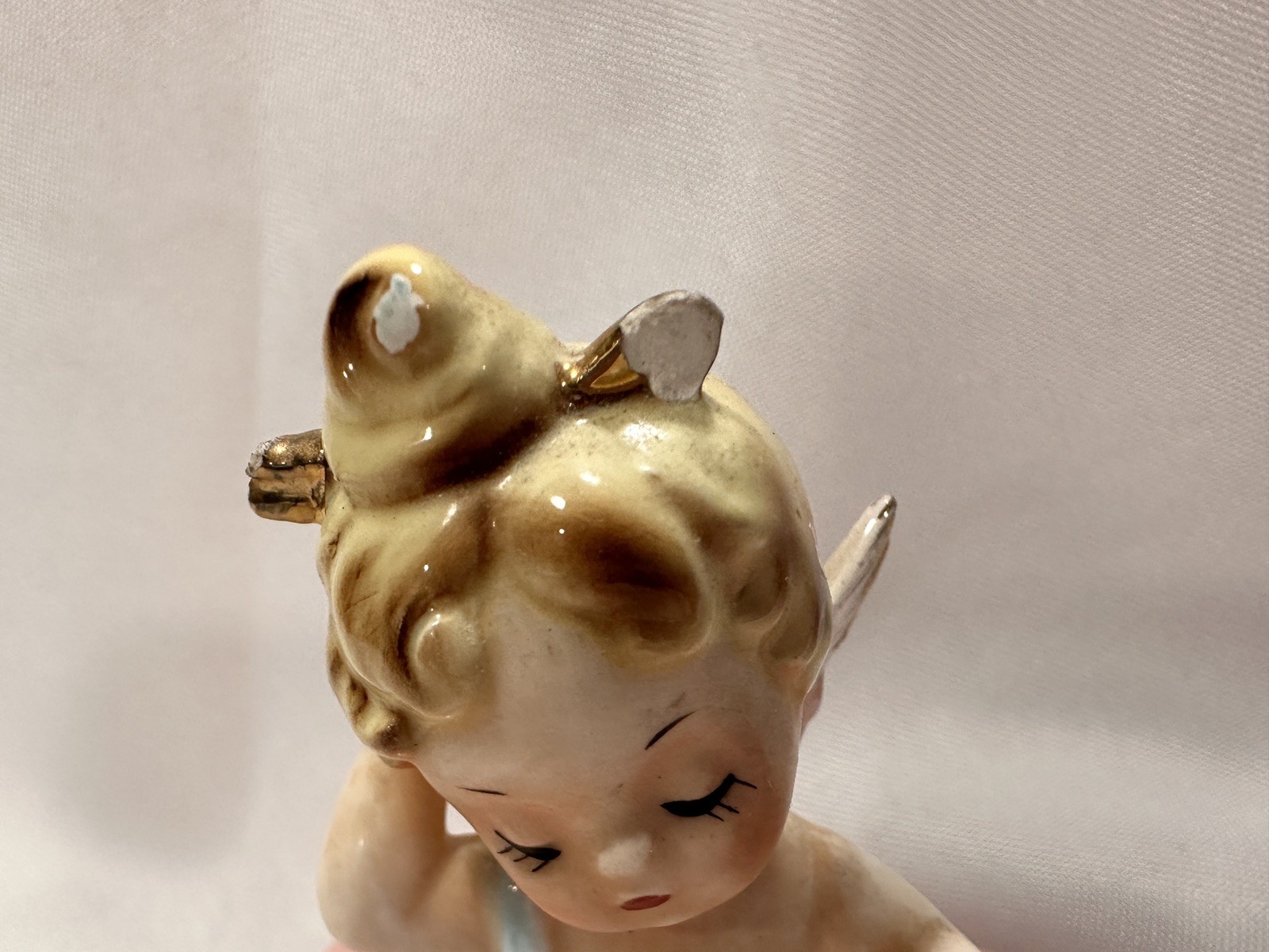 Rare Vintage Josef Originals Heart Shaped Trinket Dish BOBBY PINS Cupid Angel
