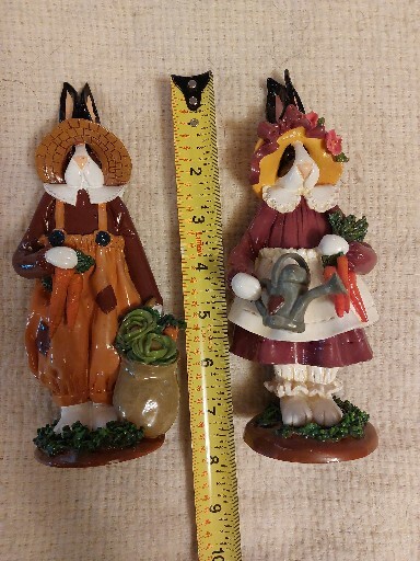 Enesco Bunny Couple Figurines 343110 & 343072 Boy and Girl Bunny Easter 1997