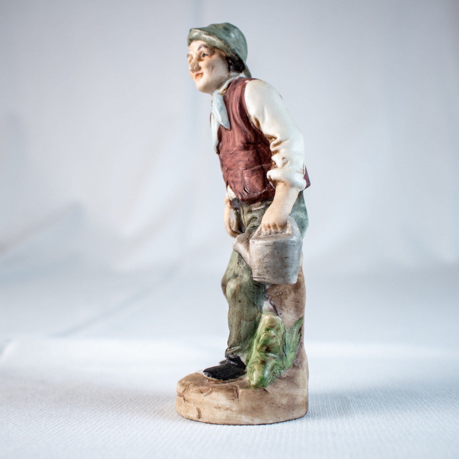 Vintage NORLEANS JAPAN Old Man Gardner Bisque Figurine Statute 5.57″L x. 2.5″W