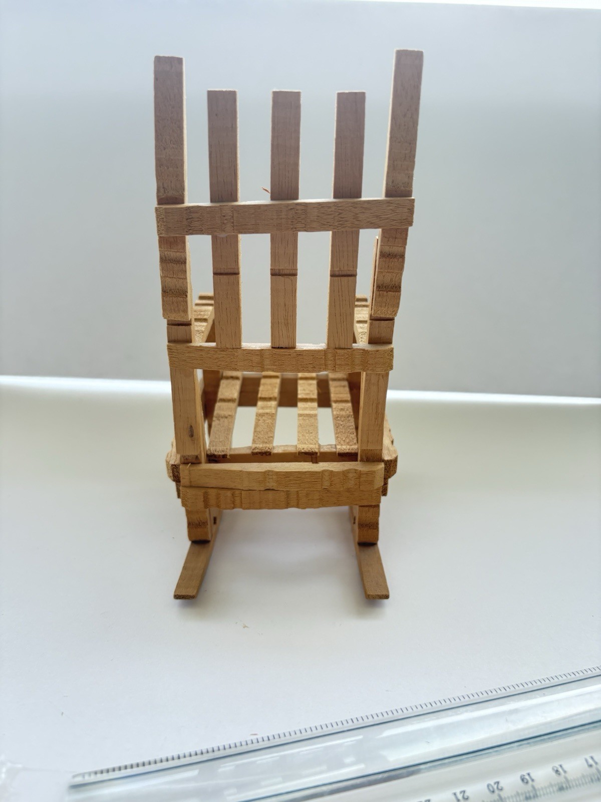 Vintage Miniature Wood Rocking Chair FOLK ART HANDMADE 1:6 Scale