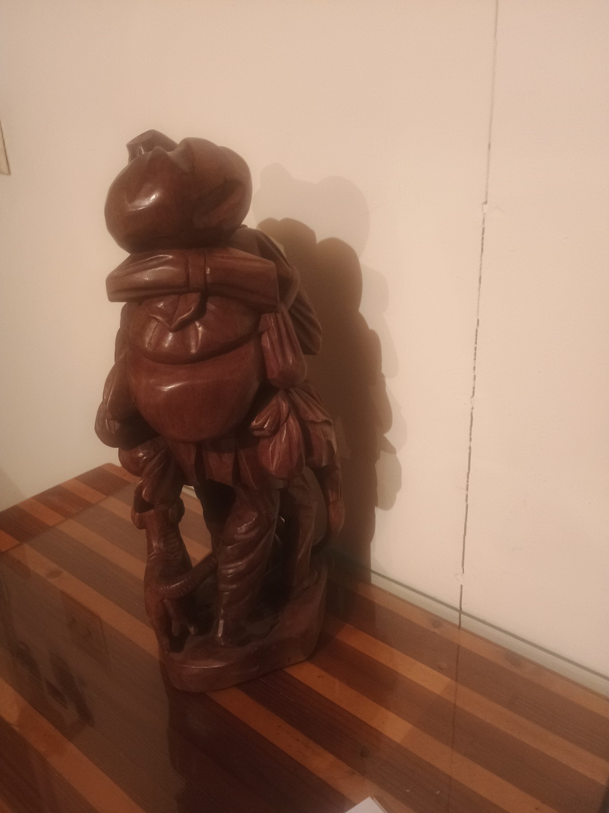 Large Vintage Hand Carved Wooden Traveler Man With Dog Indoor/Outdoor Statue 16″