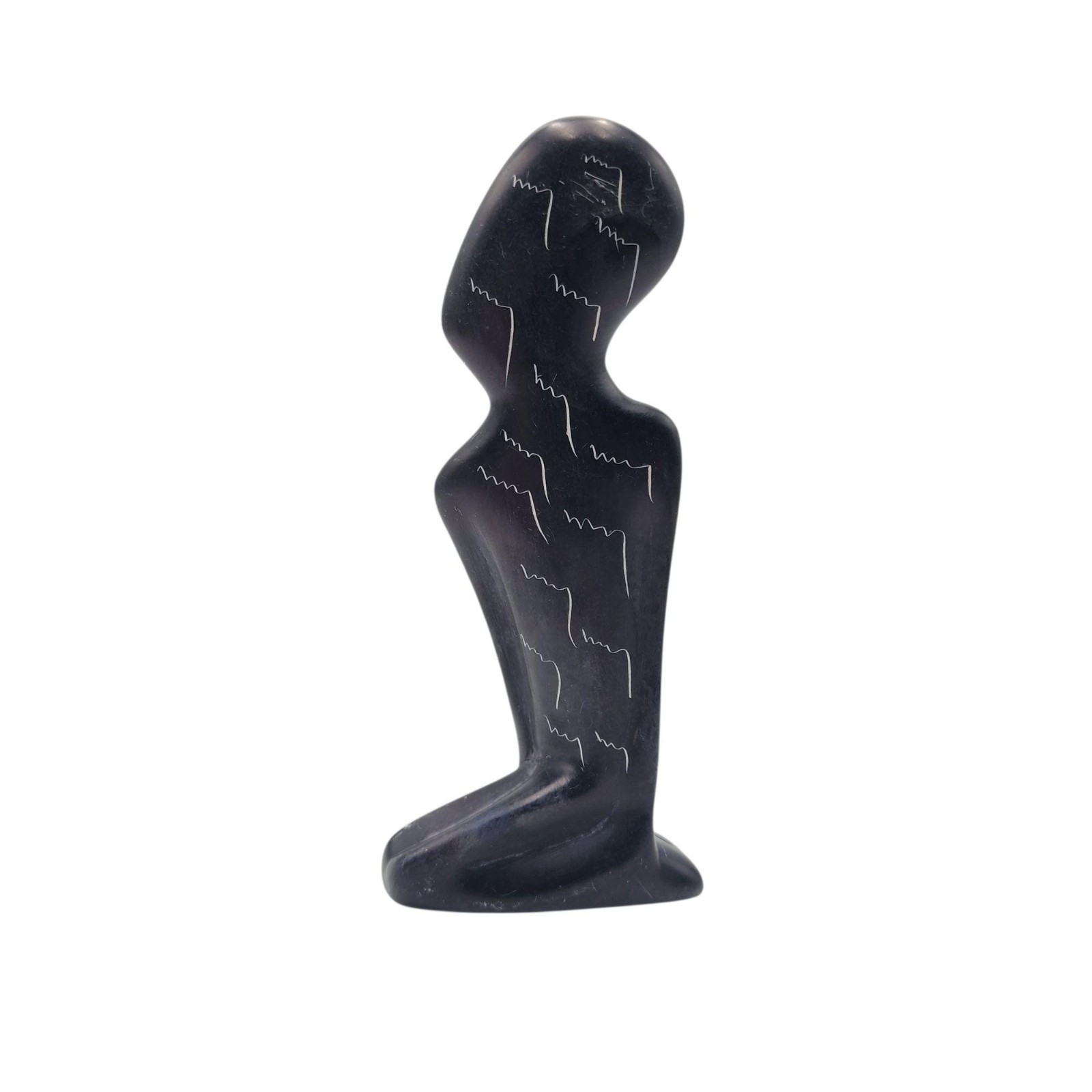 VTG Black Carved Soapstone 5.75″ Statue Figurine Abstract African Ethnic