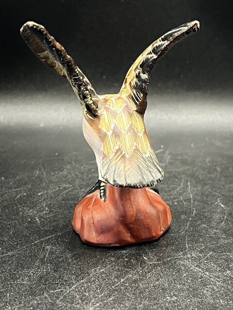 Hawk Bird Hunter Carved Wood Look Ceramic 4″ Figurine #1