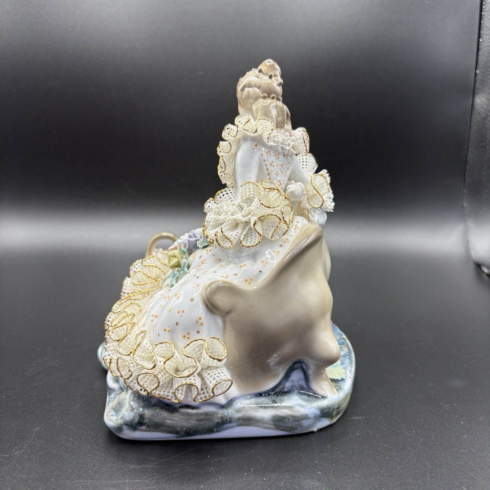 Vintage Alba Iulia Romanian Porcelain Lace Figurine Mother Child Reading (C)