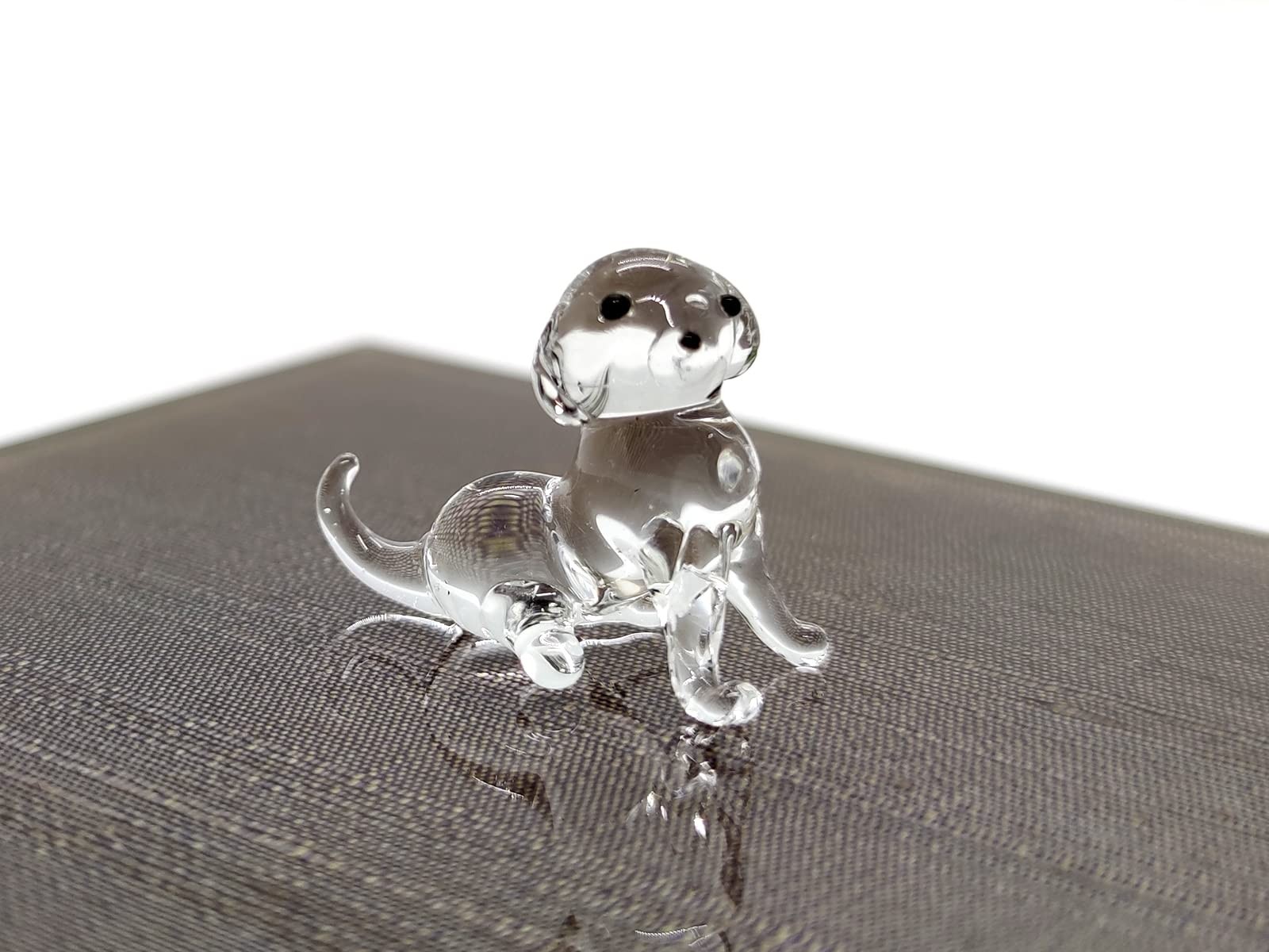 Dog Micro Tiny Figurines Hand Blown Glass Art Animals Collectible Dog-Lover G…