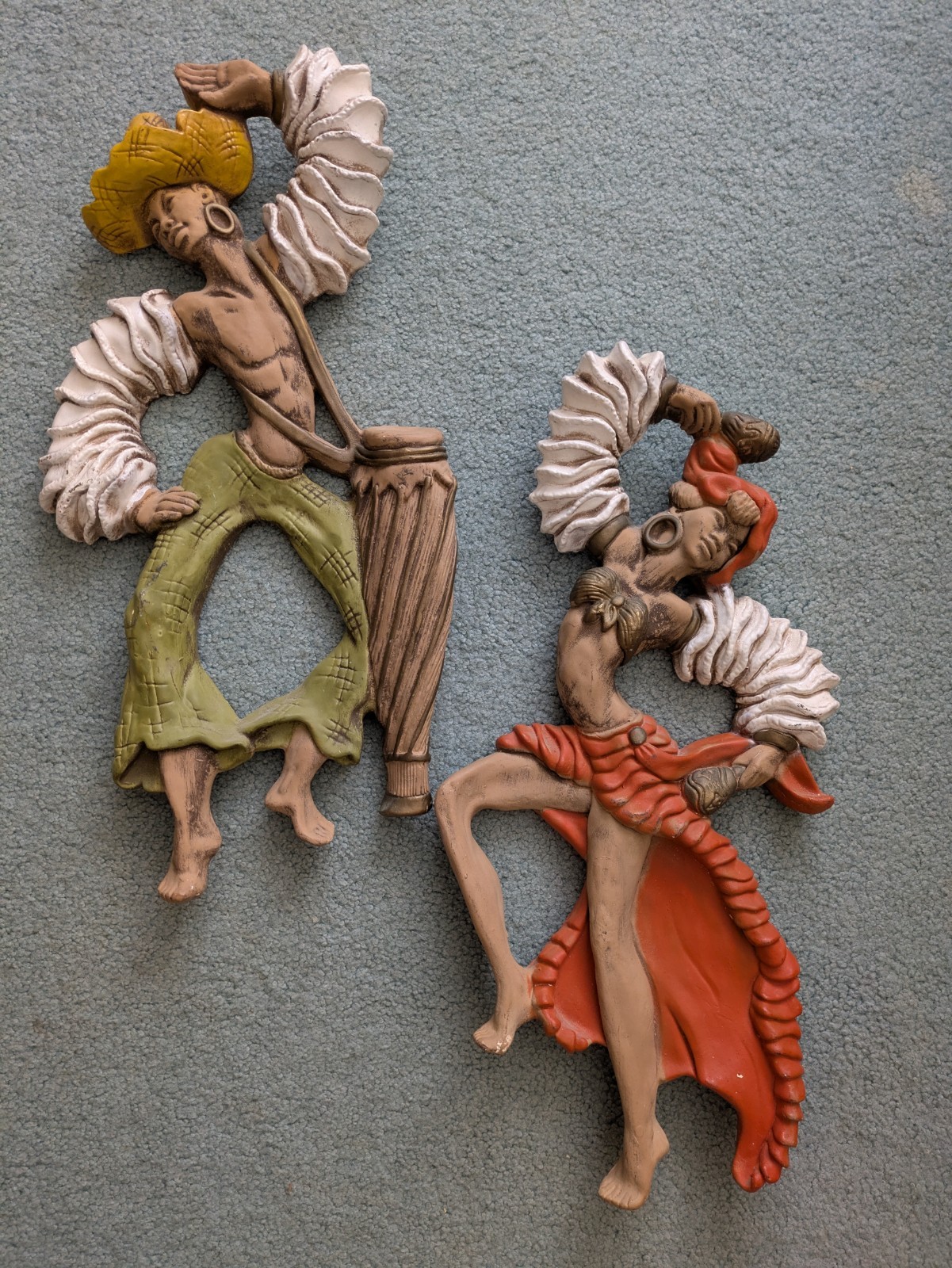1955 Universal Statuary Calypso Dancers Couple MCM Chalkware Figurines